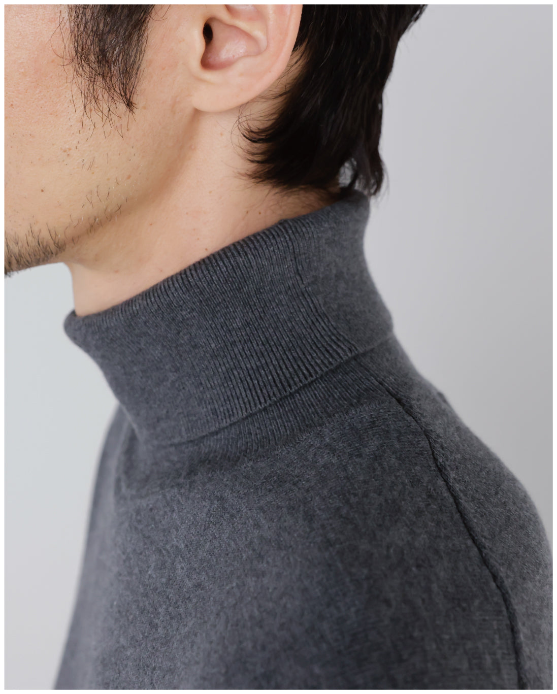 14G Cashmere Mix Highneck Knit -dark gray-