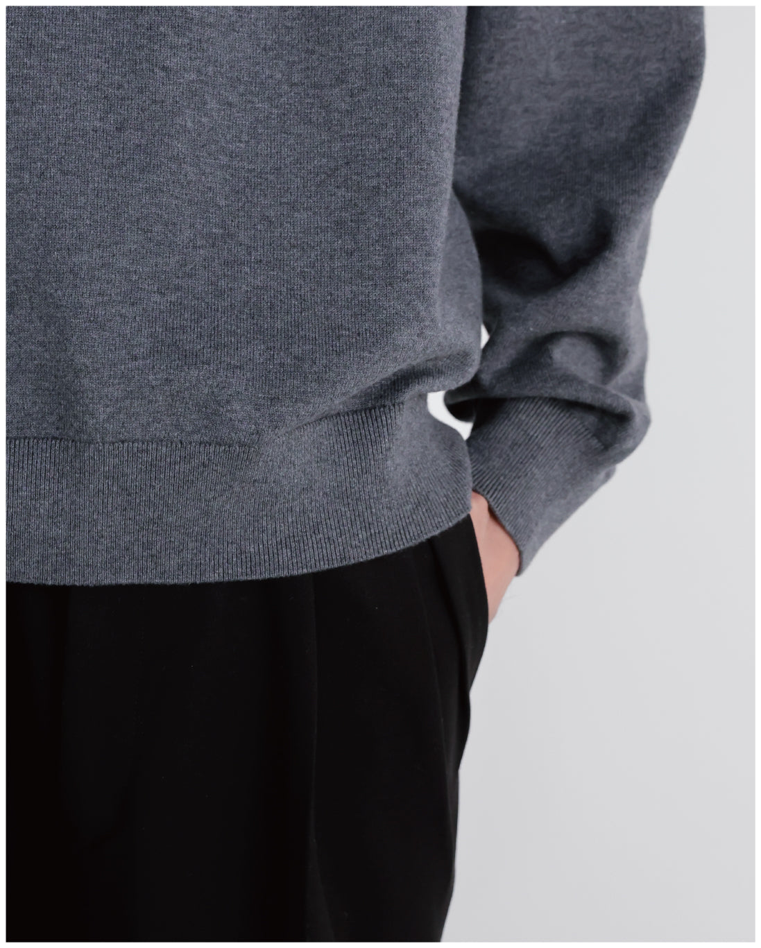 14G Cashmere Mix Highneck Knit -dark gray-