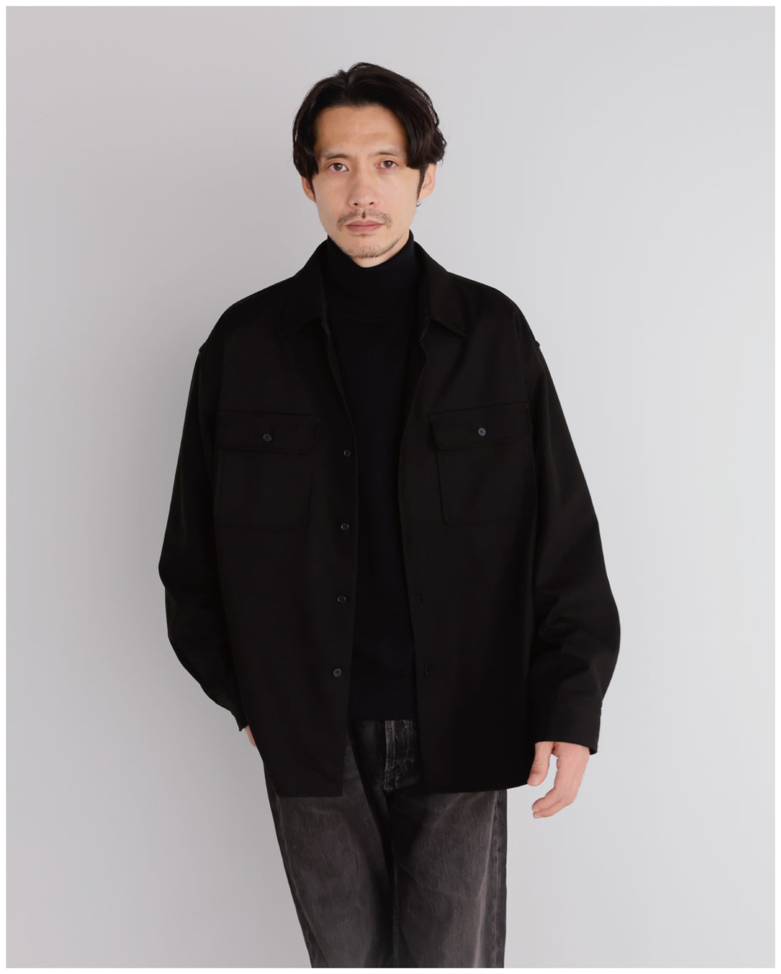 14G Cashmere Mix Highneck Knit -black-