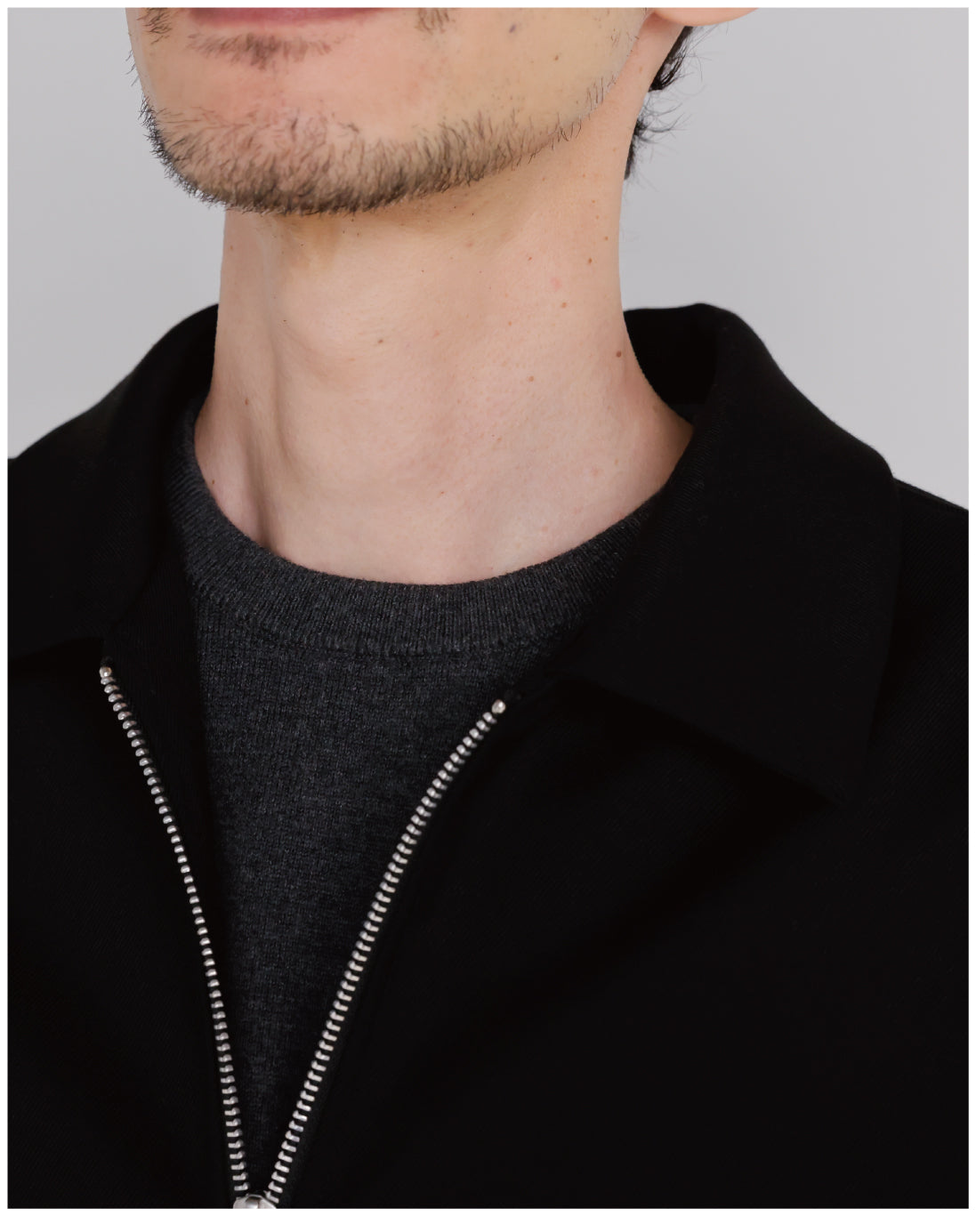 14G Cashmere Mix Crewneck Knit -charcoal-