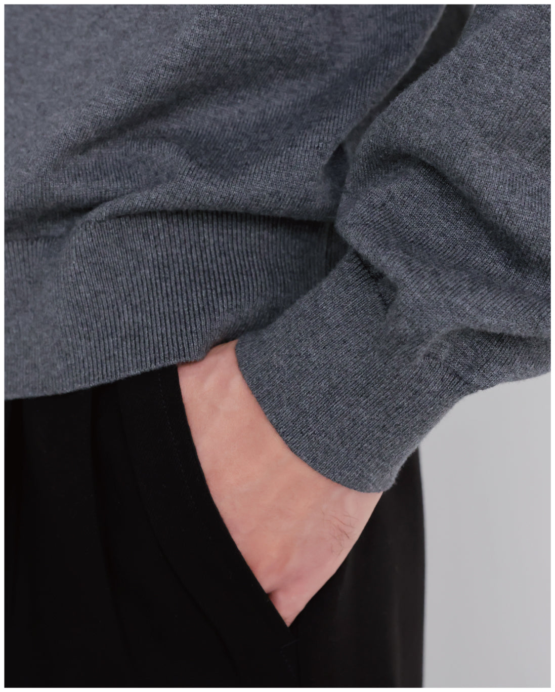 14G Cashmere Mix Highneck Knit -dark gray-