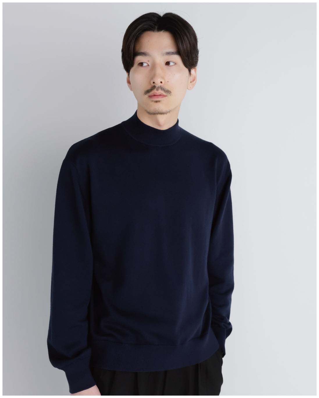 14G Cashmere Mix Mockneck Knit -navy-