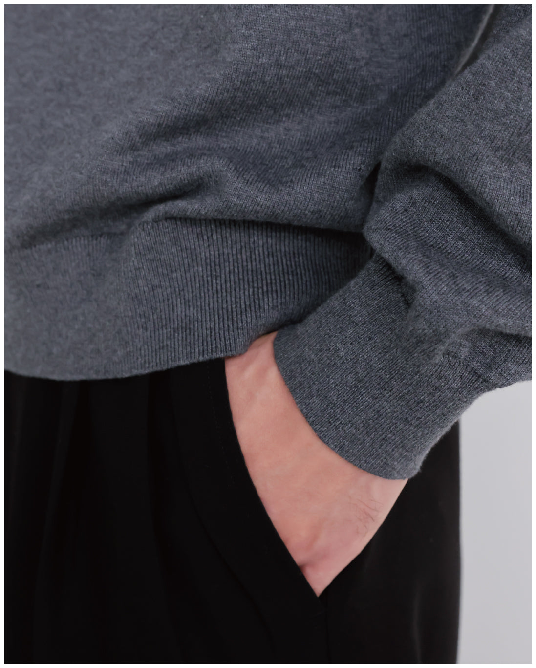 14G Cashmere Mix Highneck Knit -dark gray-