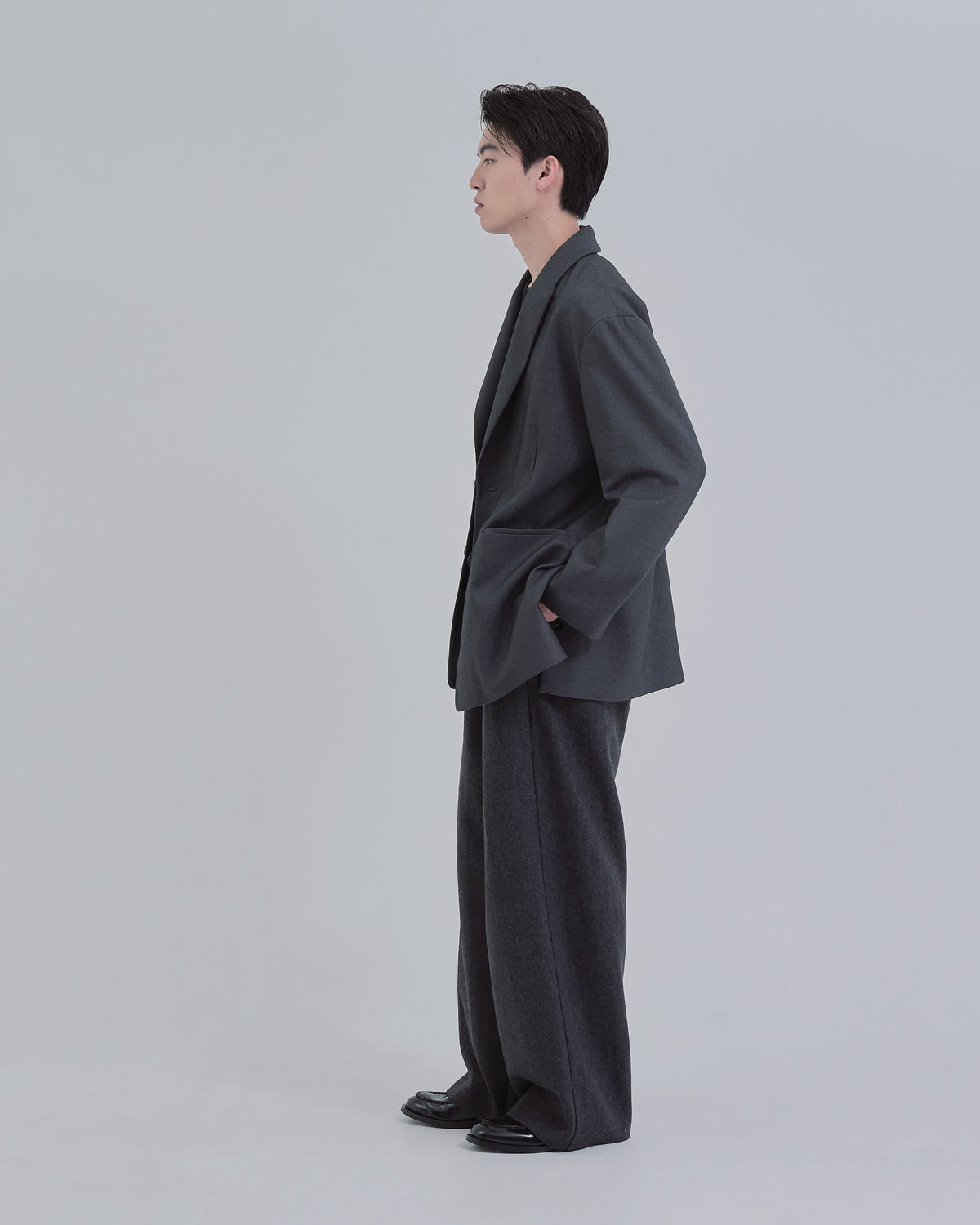 Wool Touch Tailored Jacket -dark gray-