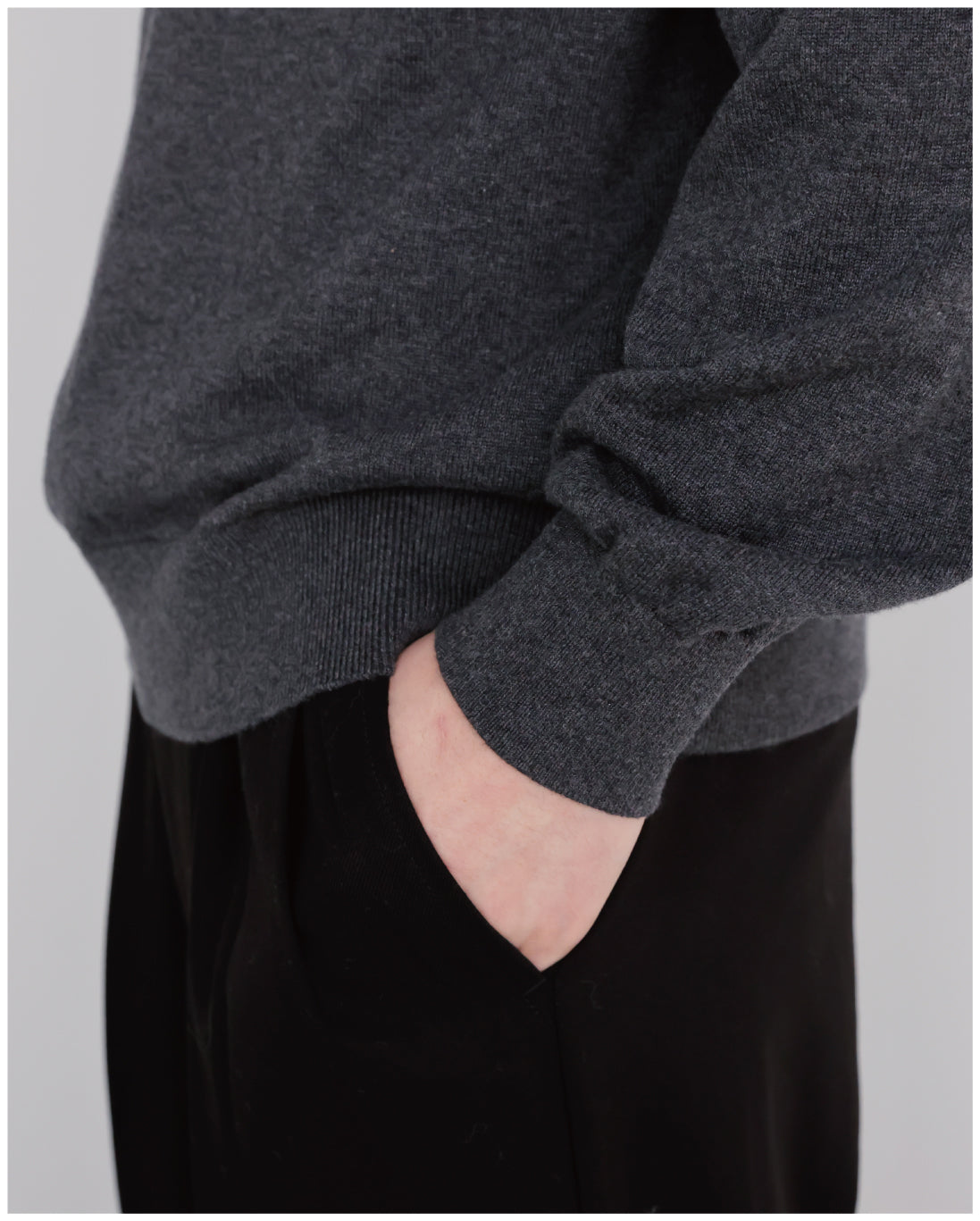 14G Cashmere Mix Mockneck Knit -charcoal-