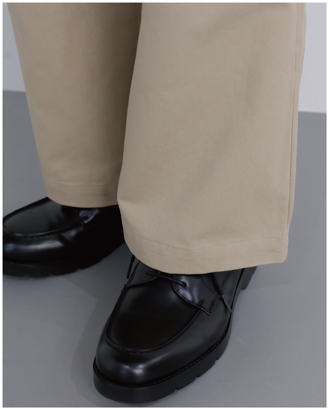Wide Straight Chino Pants -beige-
