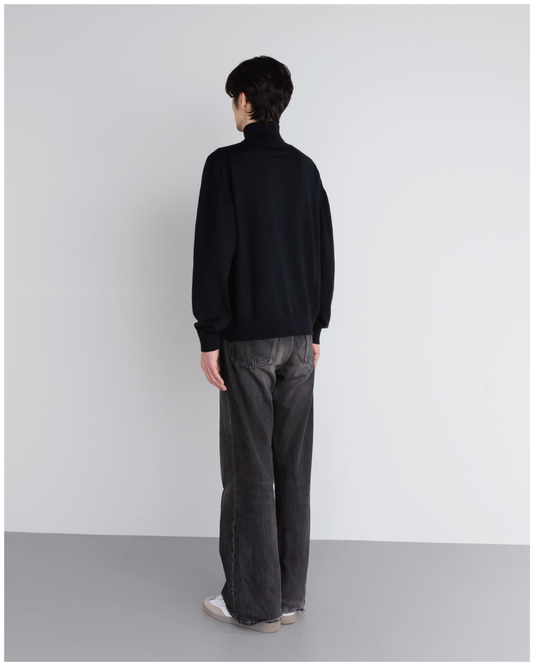 14G Cashmere Mix Highneck Knit -black-