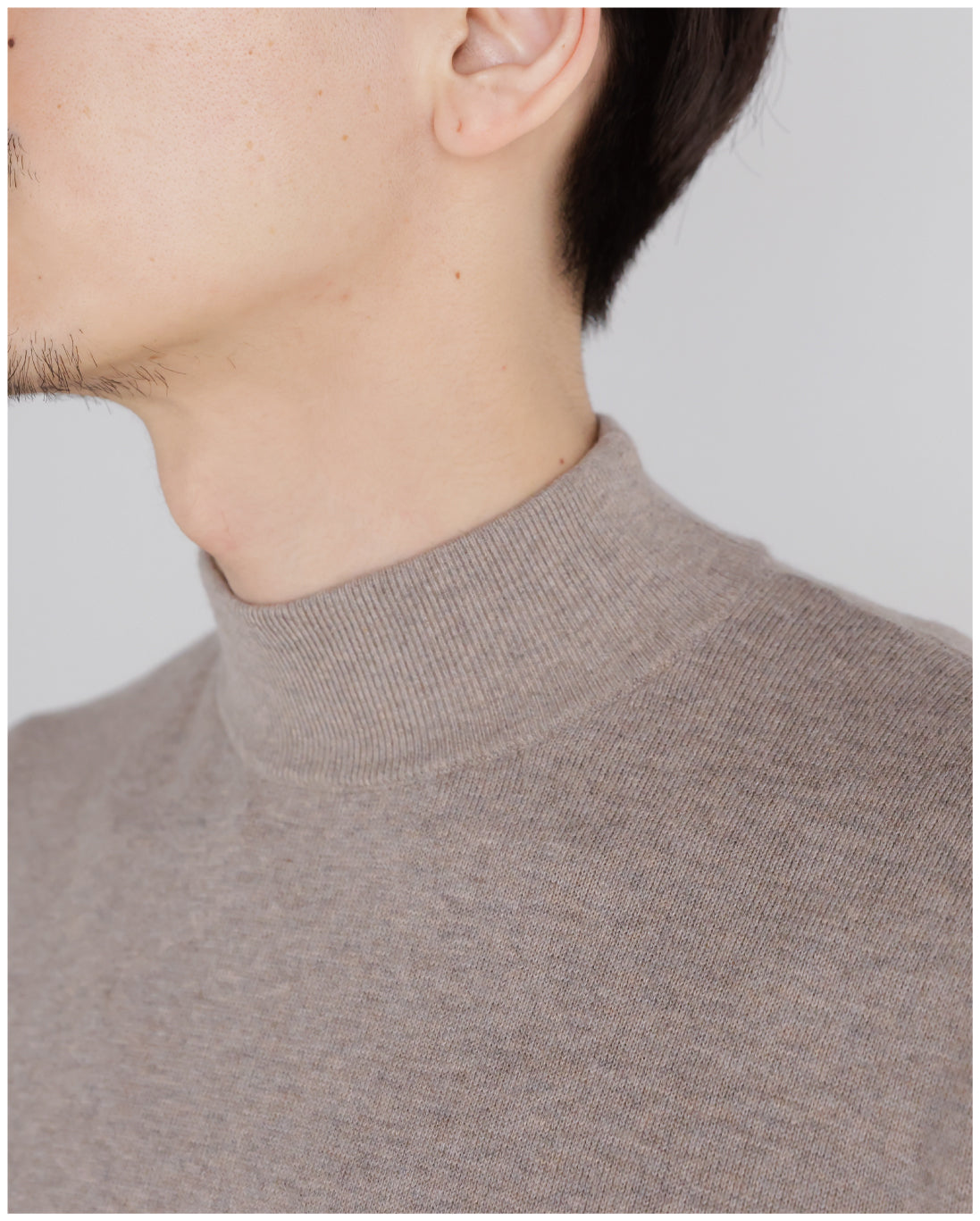 14G Cashmere Mix Mockneck Knit -greige-