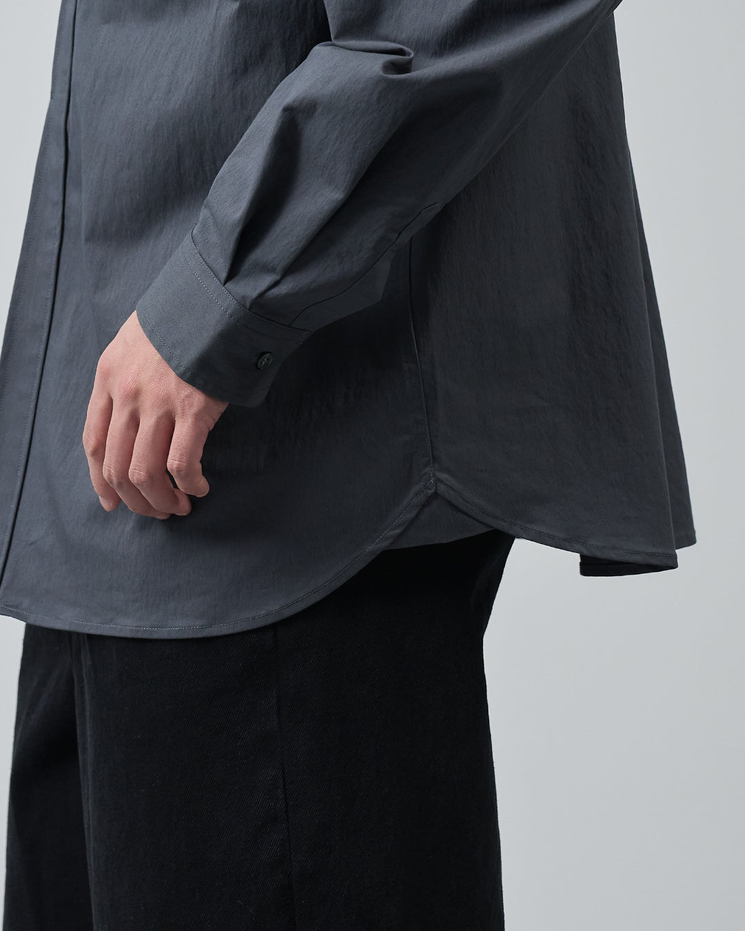 Cotton×Nylon Regular Collar L/S Shirts  -charcoal-