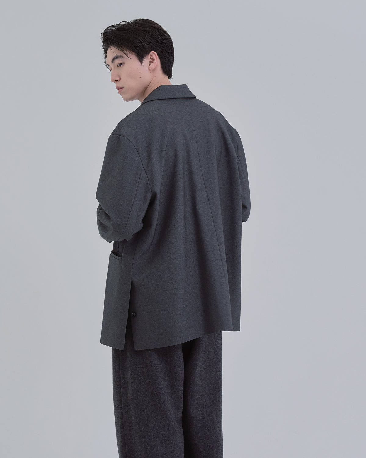 Wool Touch Tailored Jacket -dark gray-