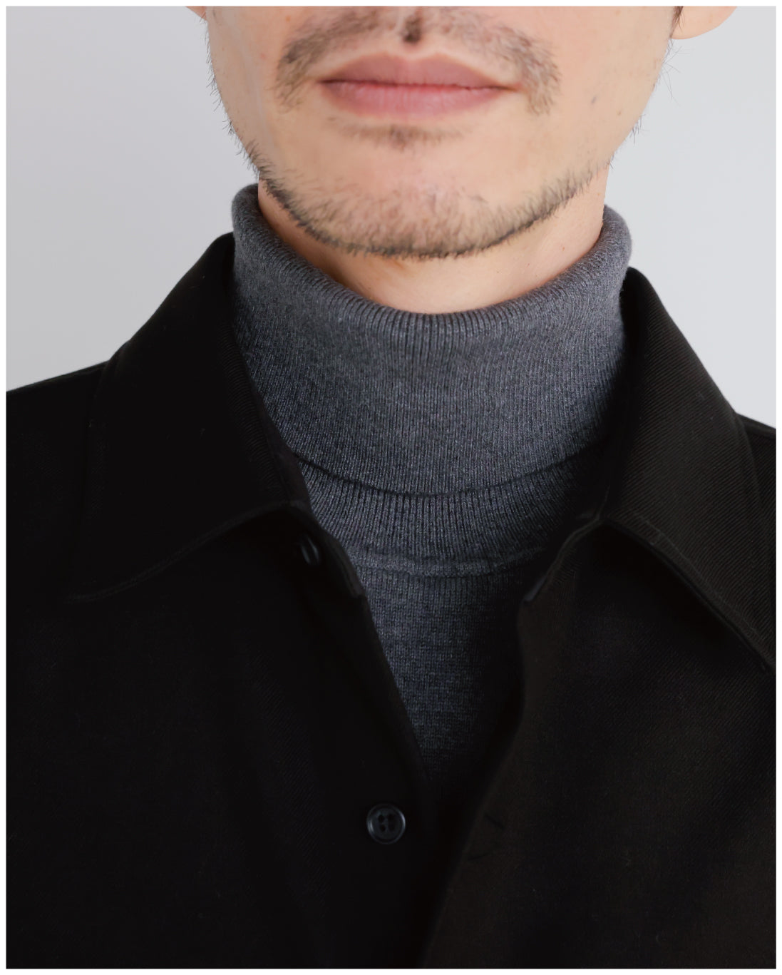 14G Cashmere Mix Highneck Knit -dark gray-