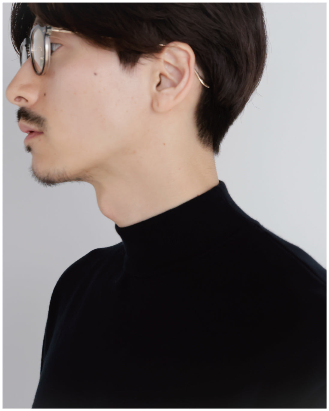 14G Cashmere Mix Mockneck Knit -black-