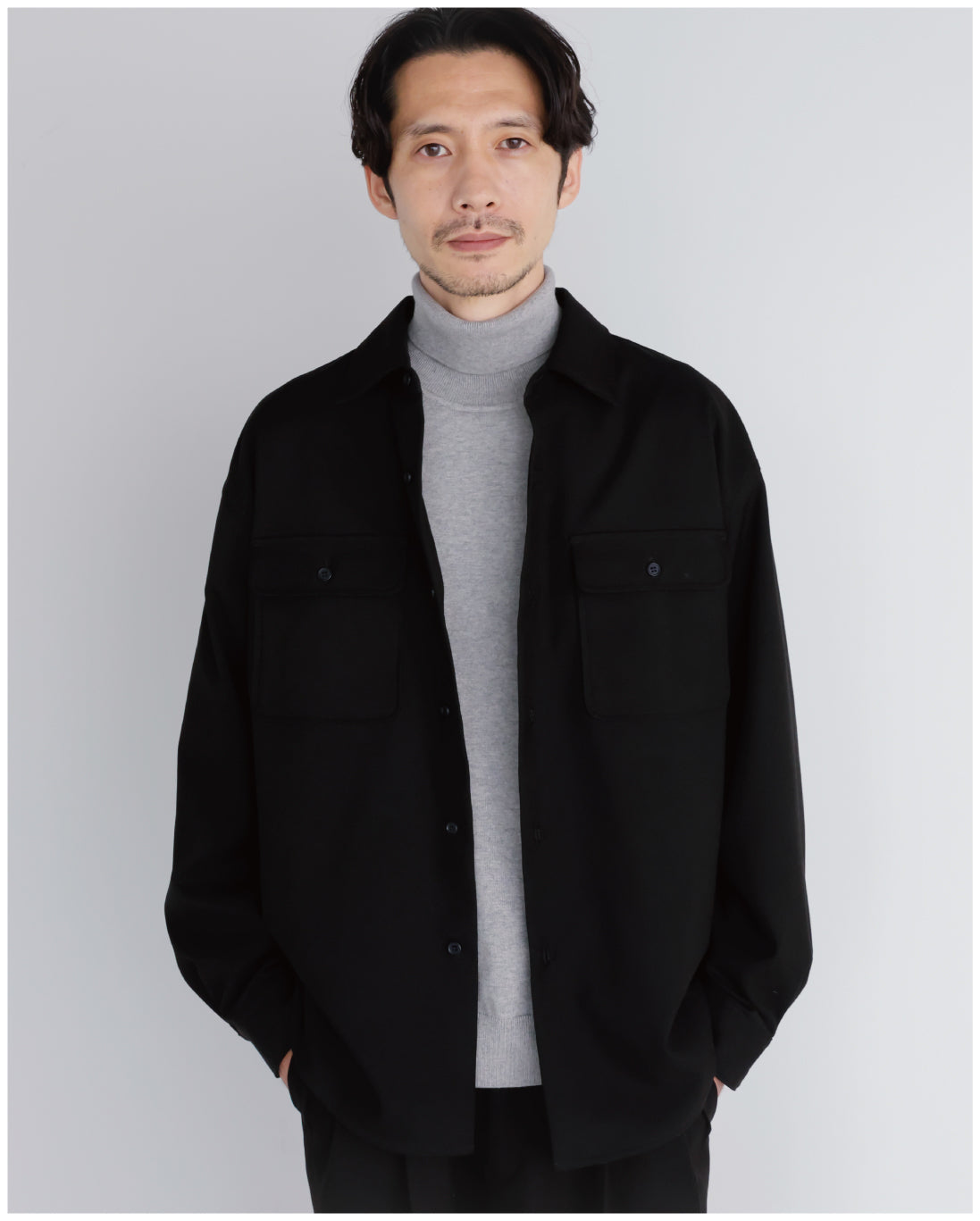 14G Cashmere Mix Highneck Knit -light gray-