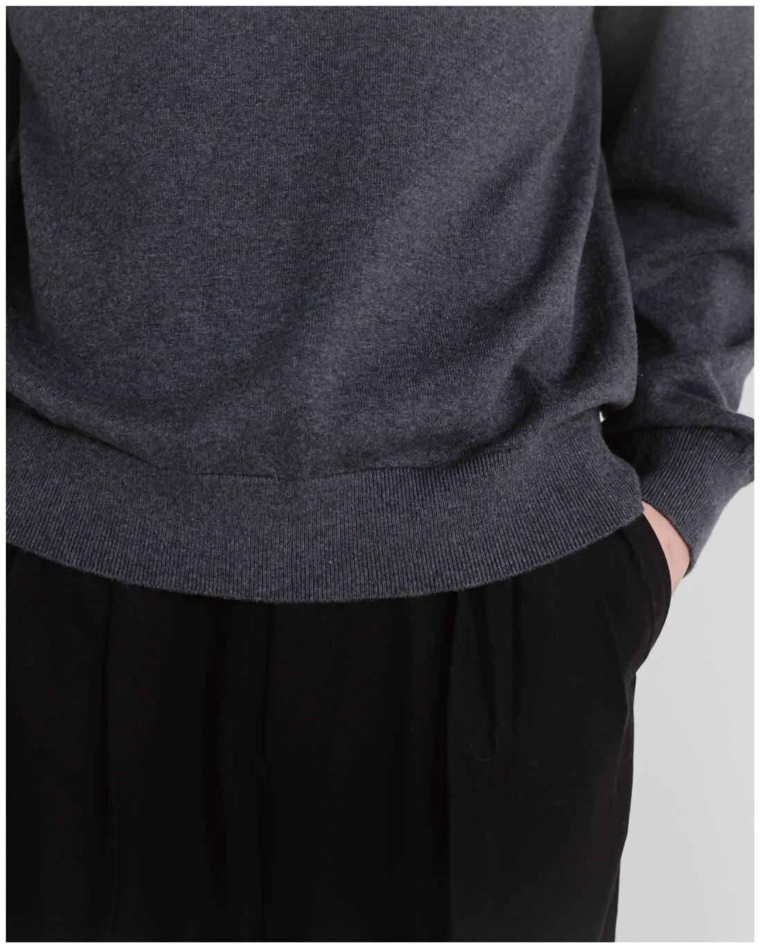 14G Cashmere Mix Mockneck Knit -charcoal-