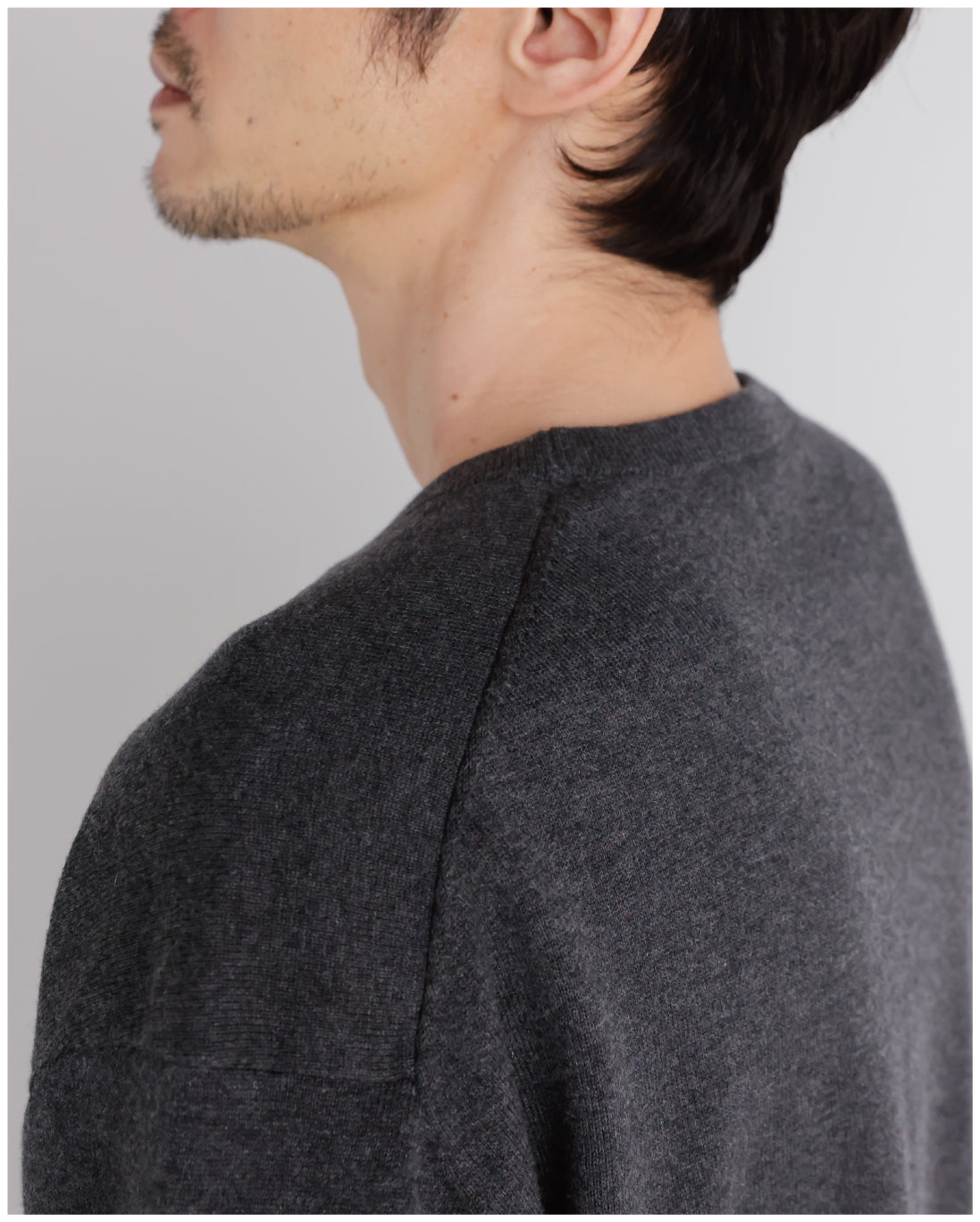 14G Cashmere Mix Crewneck Knit -charcoal-