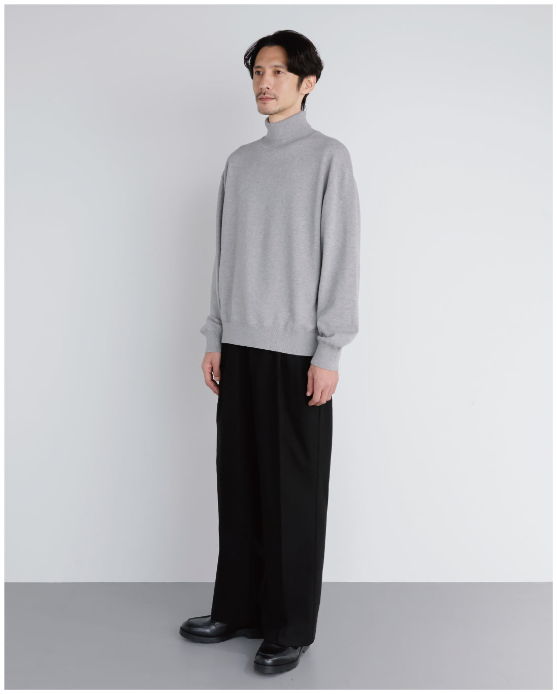 14G Cashmere Mix Highneck Knit -light gray-