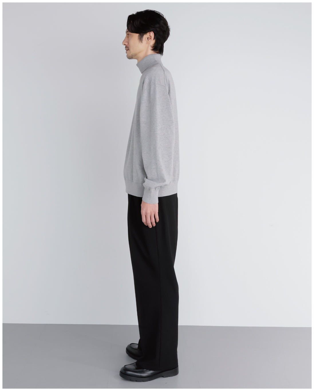 14G Cashmere Mix Highneck Knit -light gray-