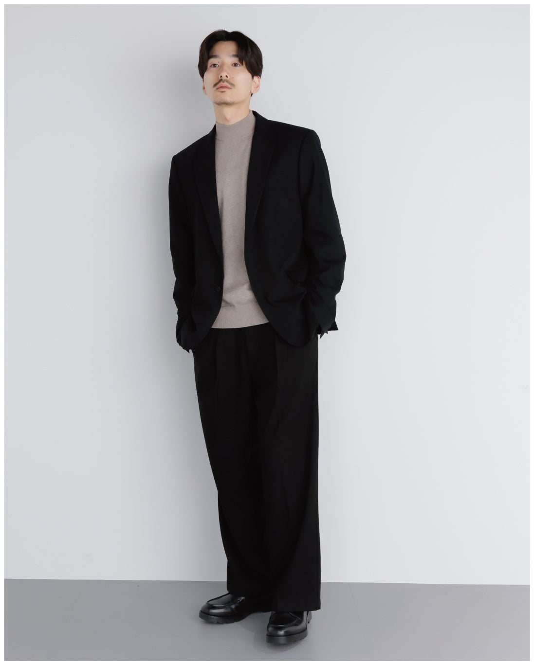 14G Cashmere Mix Mockneck Knit -greige-