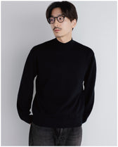 14G Cashmere Mix Mockneck Knit -black-