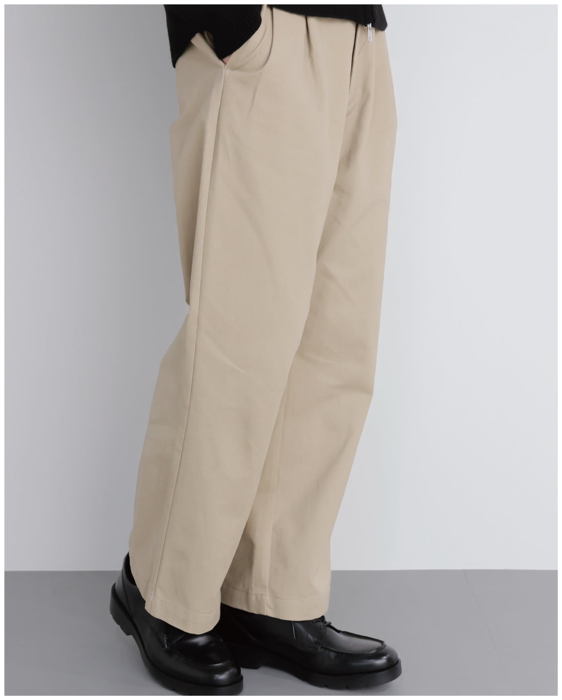 Wide Straight Chino Pants -beige-