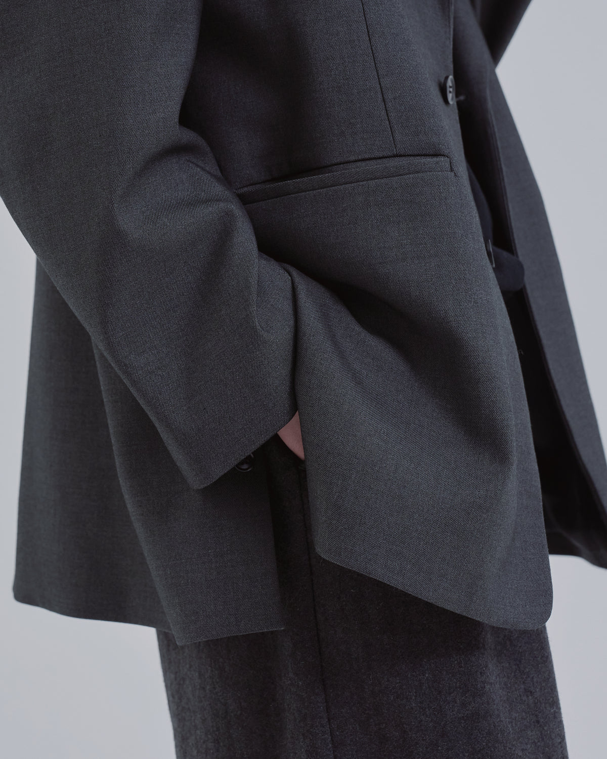 Wool Touch Tailored Jacket -dark gray-