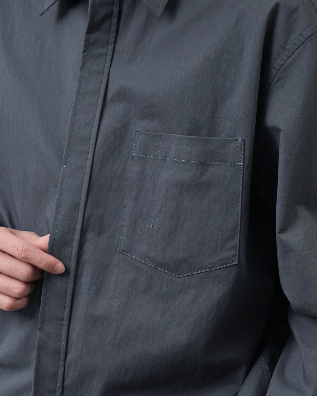 Cotton×Nylon Regular Collar L/S Shirts  -charcoal-