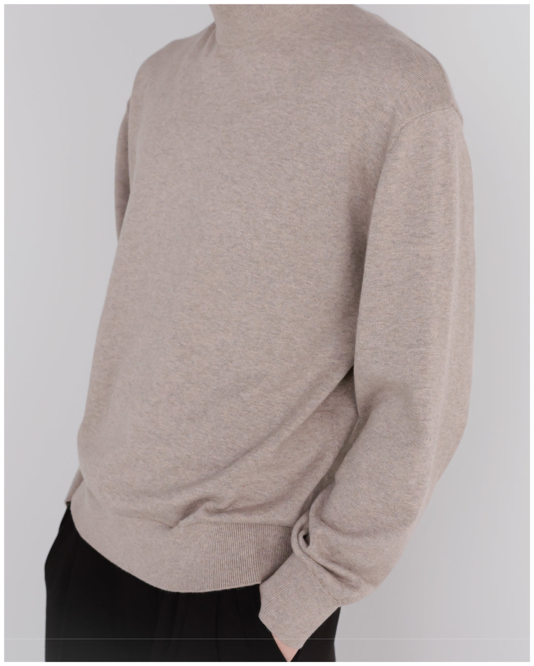 14G Cashmere Mix Mockneck Knit -greige-