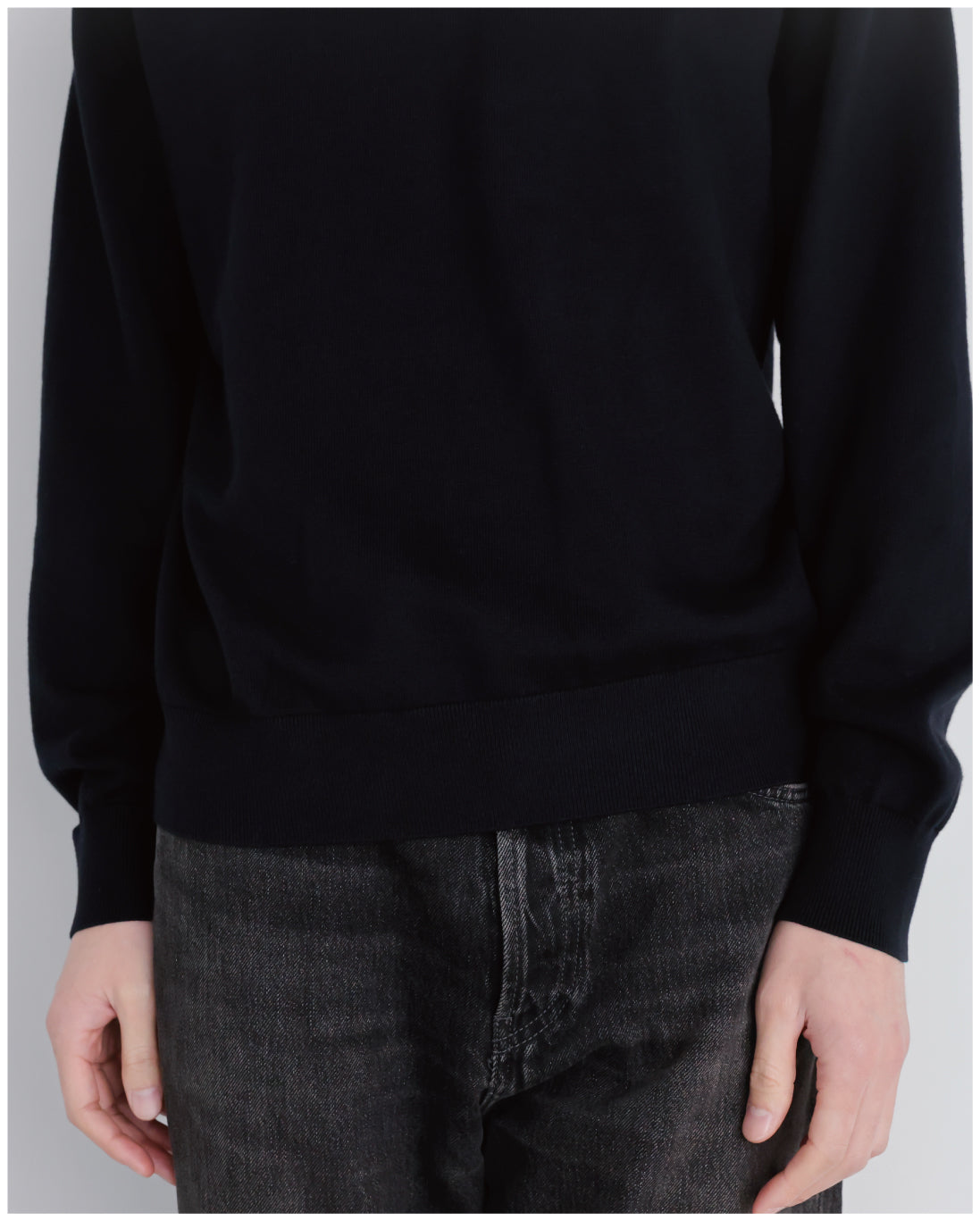 14G Cashmere Mix Mockneck Knit -black-
