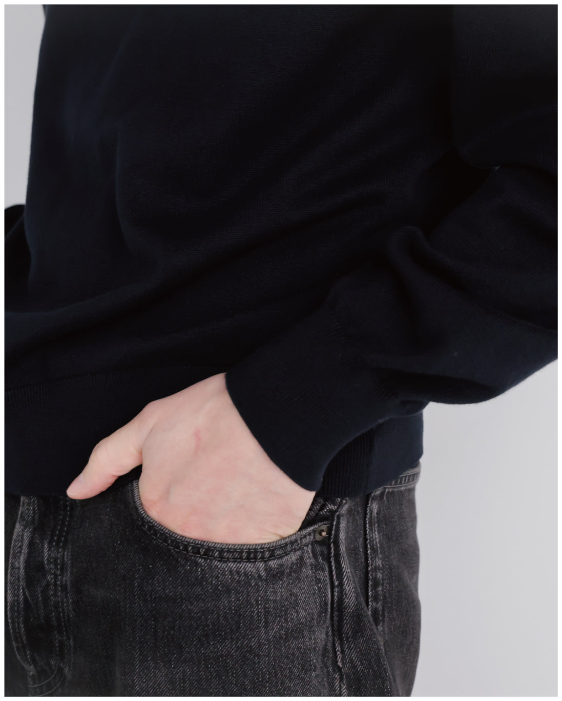 14G Cashmere Mix Mockneck Knit -black-