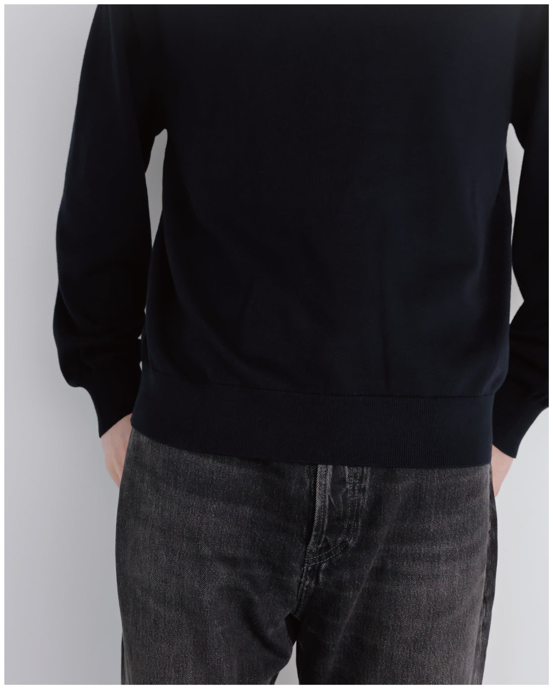 14G Cashmere Mix Mockneck Knit -black-