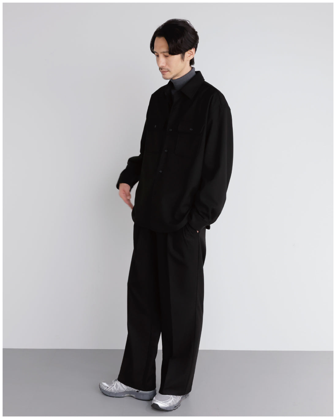 14G Cashmere Mix Highneck Knit -dark gray-