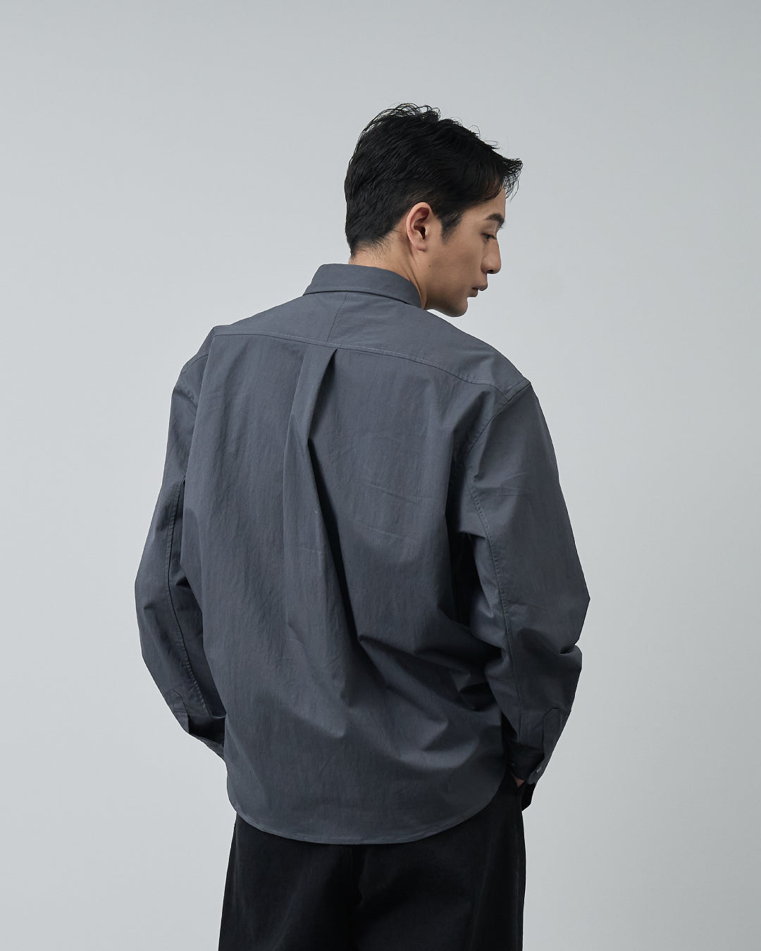 Cotton×Nylon Regular Collar L/S Shirts  -charcoal-