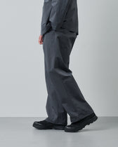 Cotton×Nylon Wide Straight Easy Slacks  -charcoal-