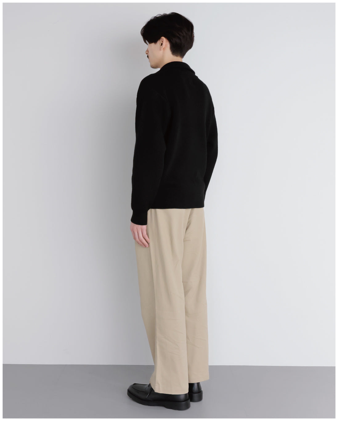 Wide Straight Chino Pants -beige-