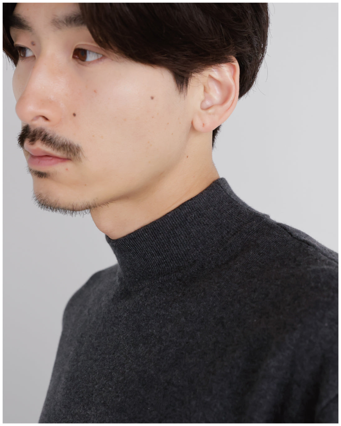 14G Cashmere Mix Mockneck Knit -charcoal-