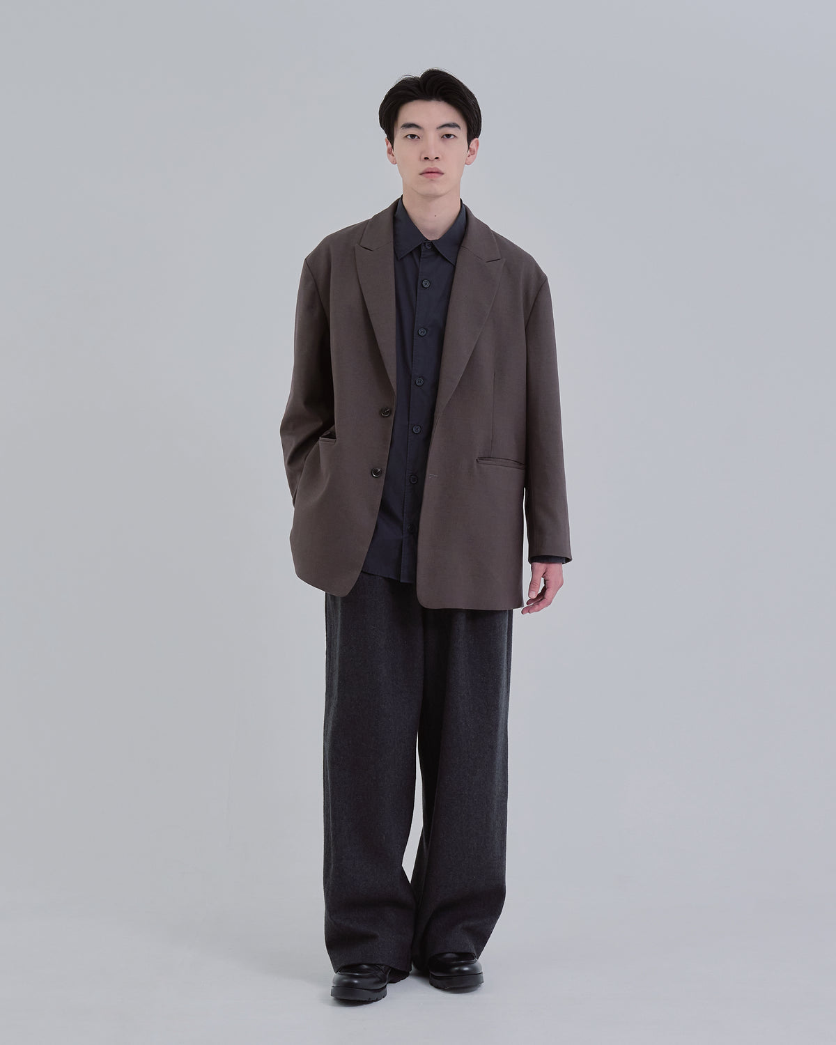 Wool Touch Tailored Jacket -brown-