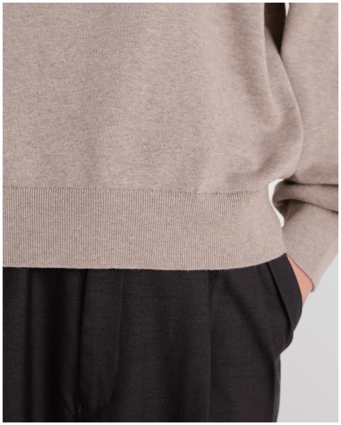 14G Cashmere Mix Crewneck Knit -greige-