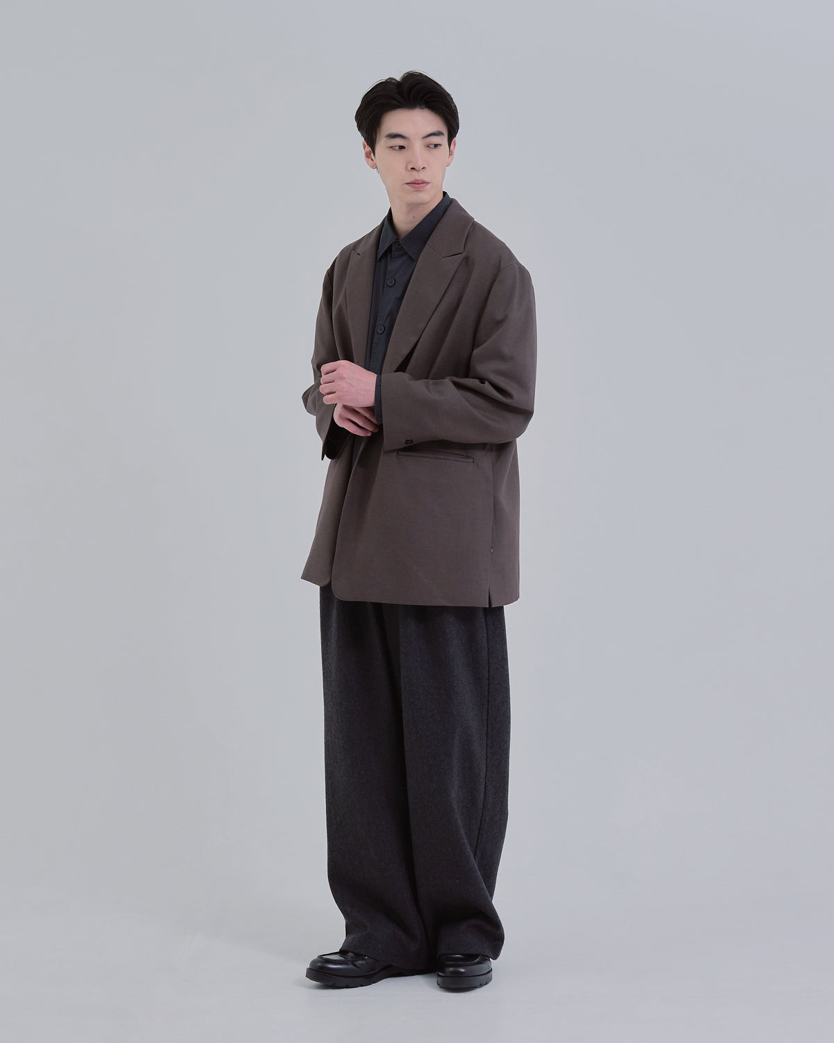 Wool Touch Tailored Jacket -brown-