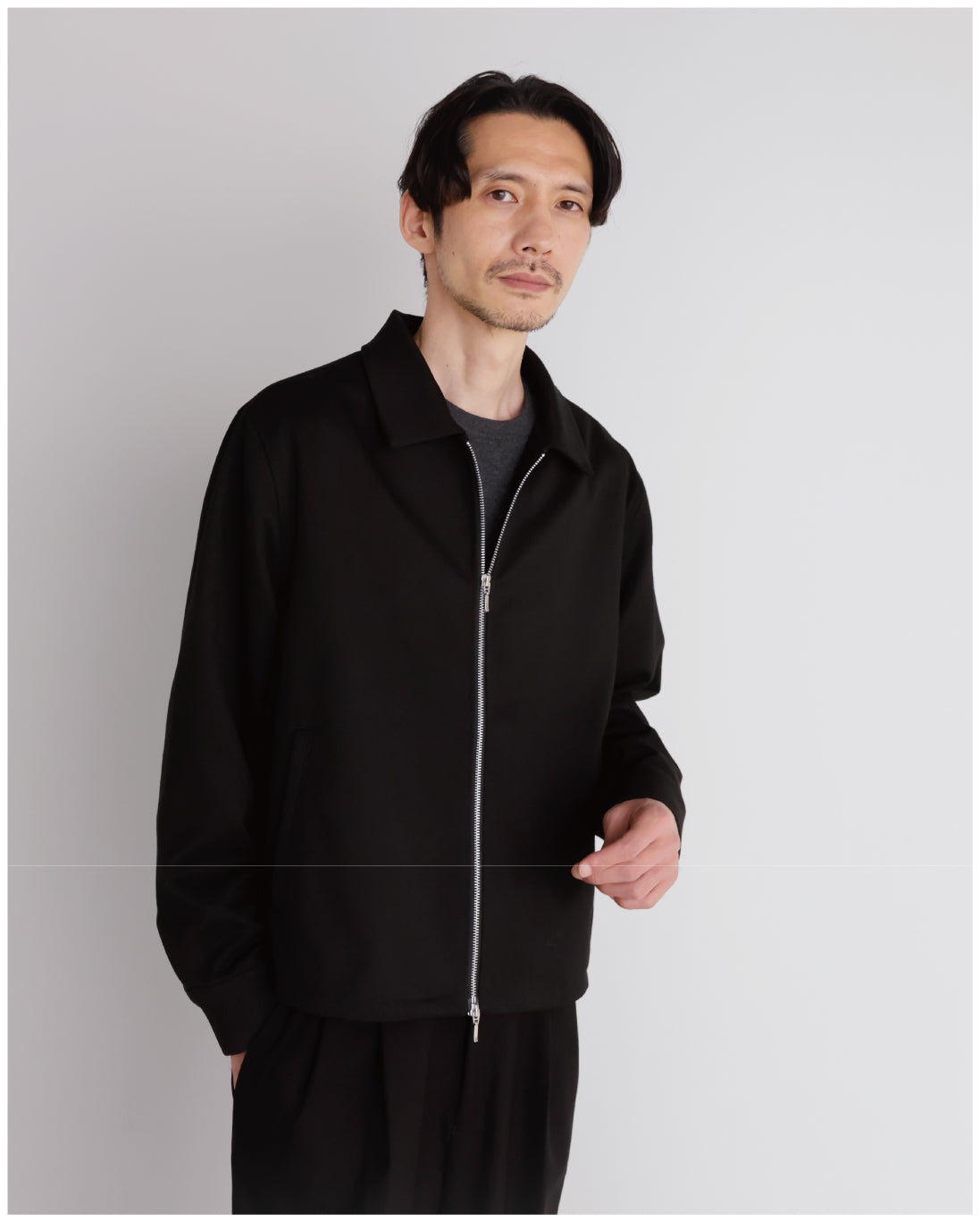 14G Cashmere Mix Crewneck Knit -charcoal-