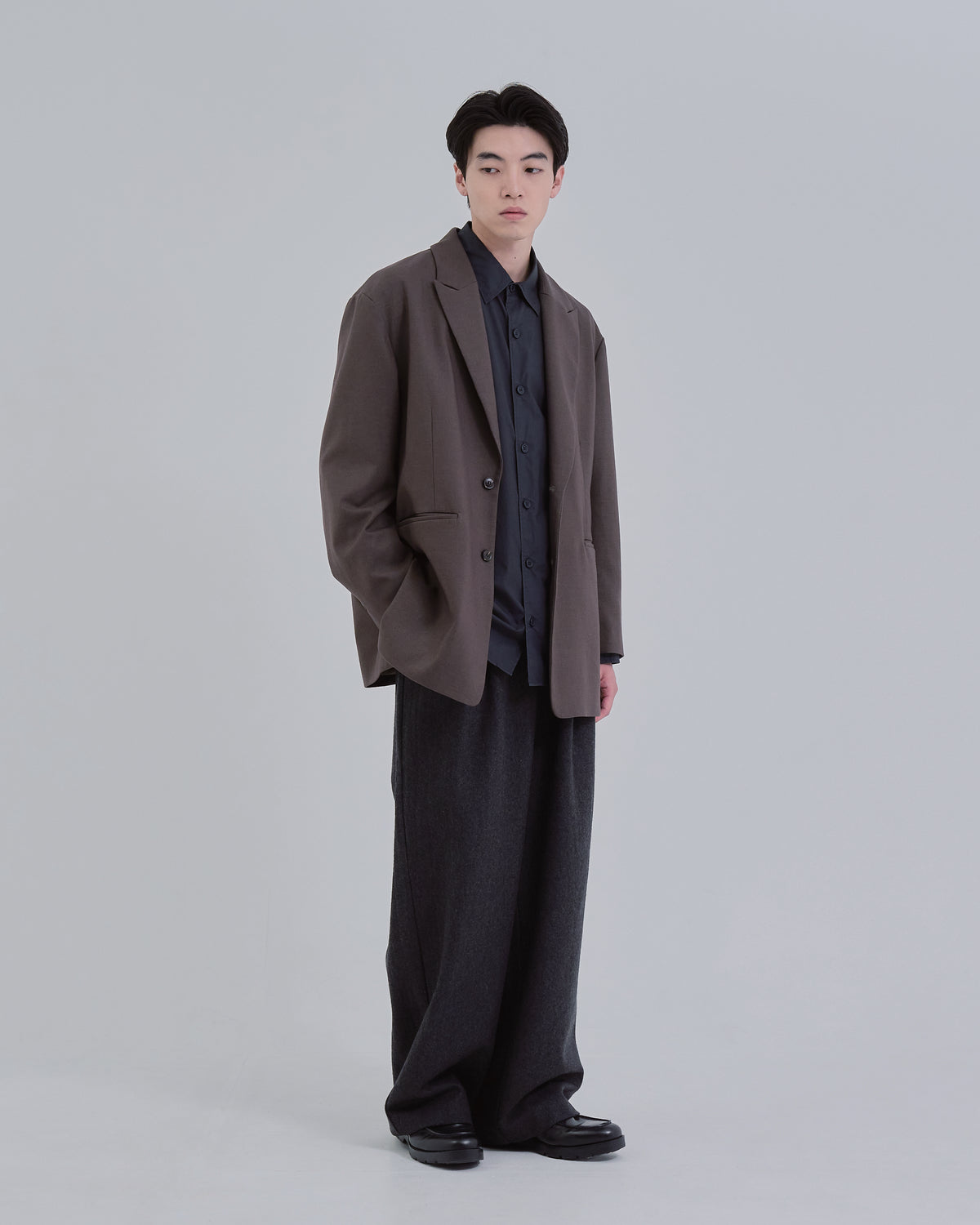 Wool Touch Tailored Jacket -brown-