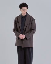 Wool Touch Tailored Jacket -brown-