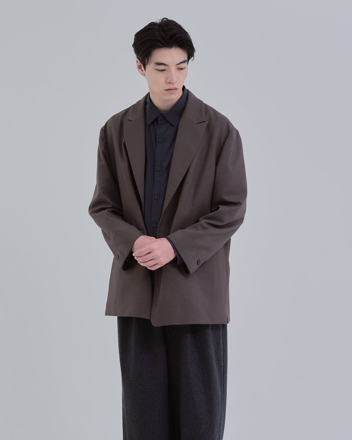 Wool Touch Tailored Jacket -brown-