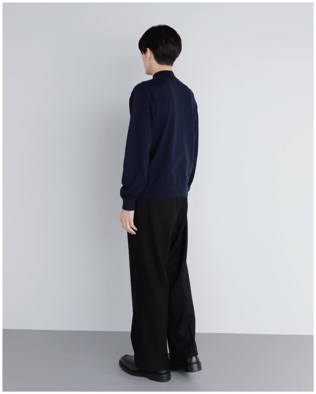 14G Cashmere Mix Mockneck Knit -navy-