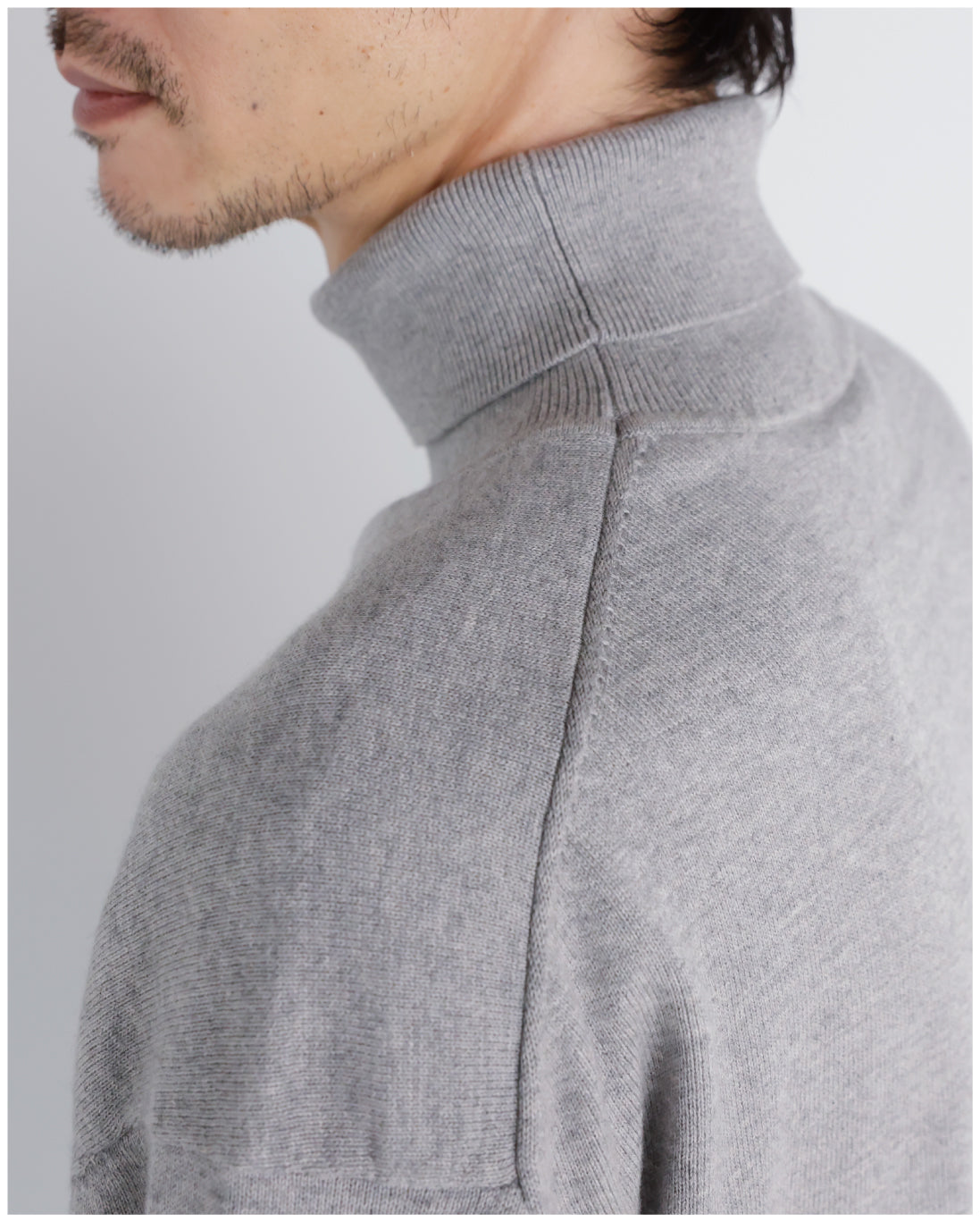 14G Cashmere Mix Highneck Knit -light gray-