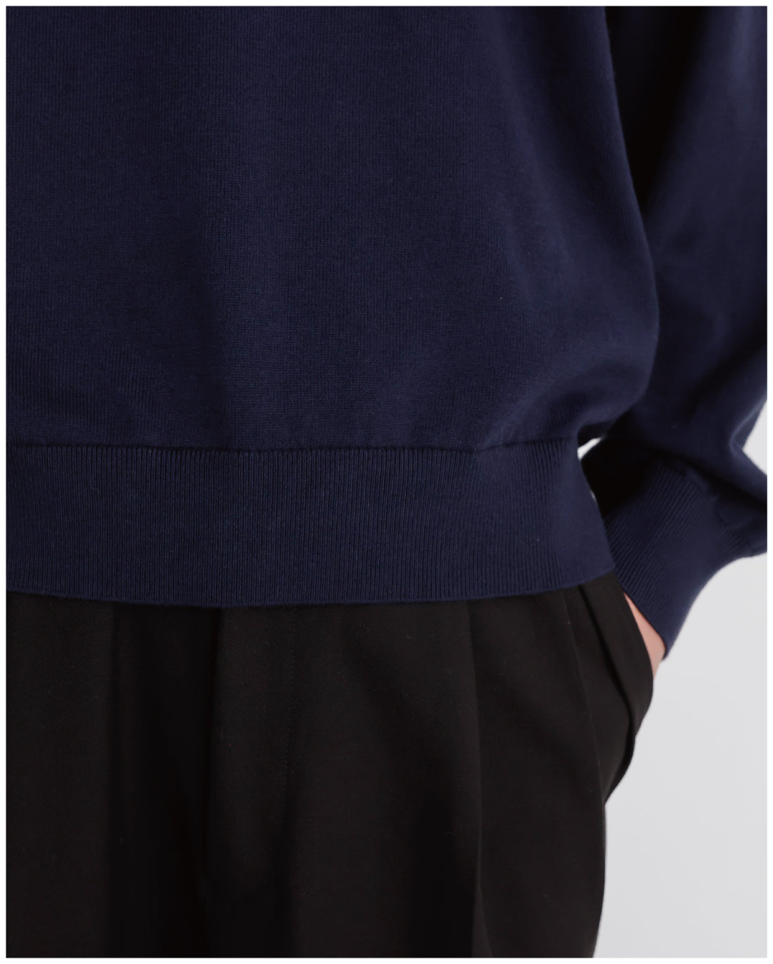 14G Cashmere Mix Crewneck Knit -navy-