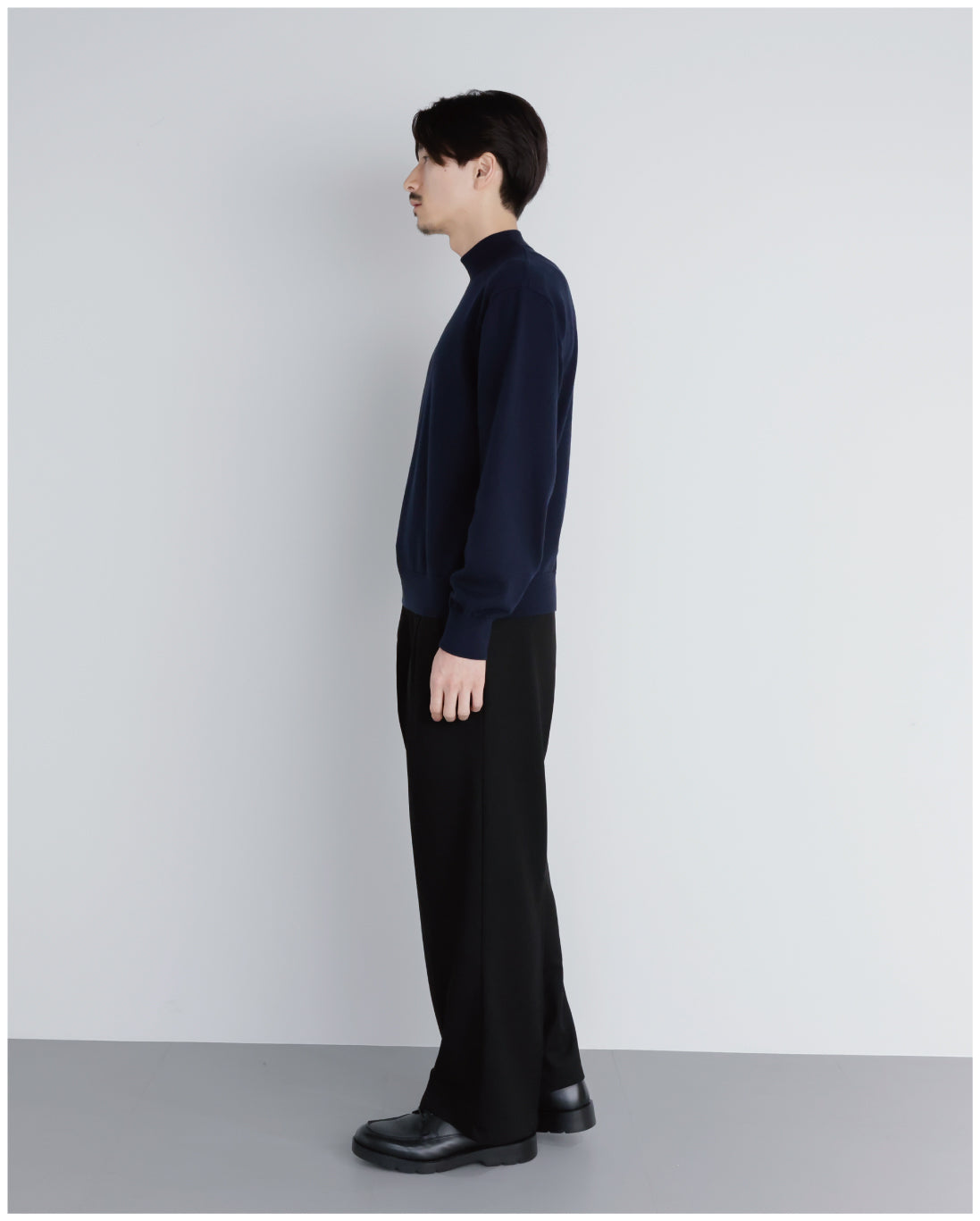 14G Cashmere Mix Mockneck Knit -navy-