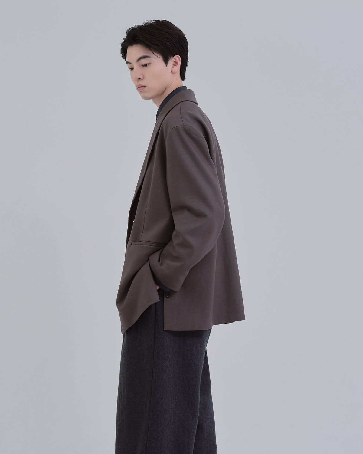 Wool Touch Tailored Jacket -brown-