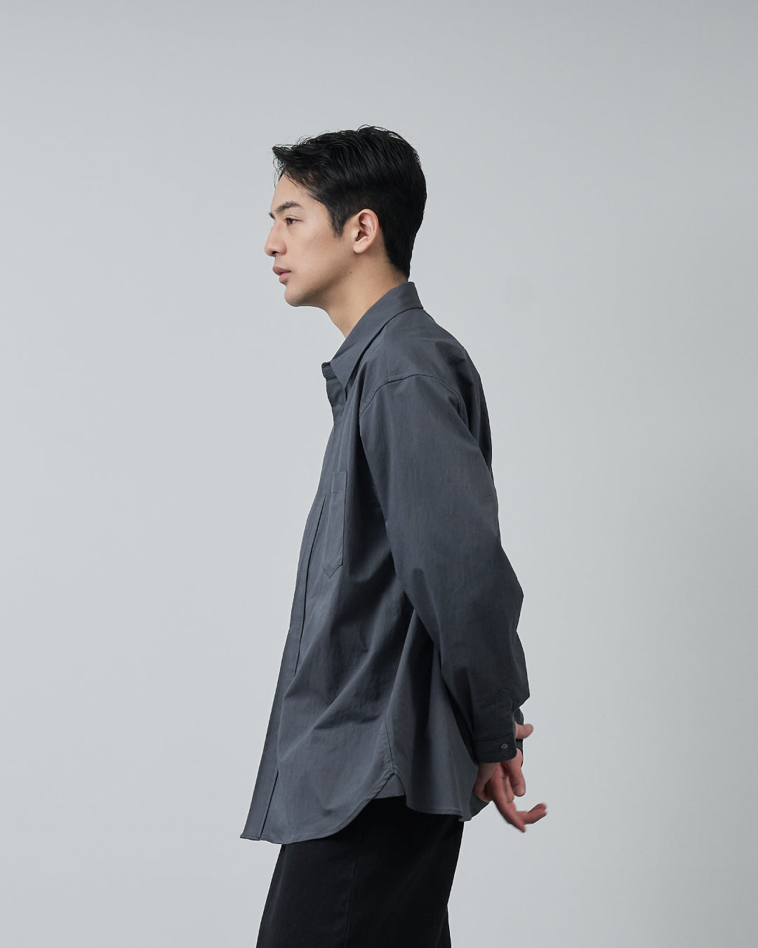 Cotton×Nylon Regular Collar L/S Shirts  -charcoal-