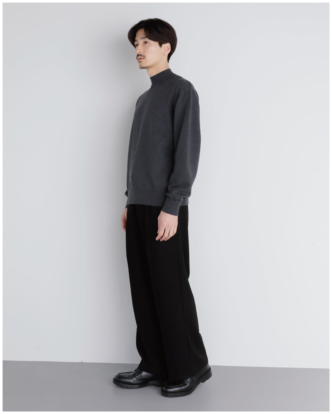 14G Cashmere Mix Mockneck Knit -charcoal-