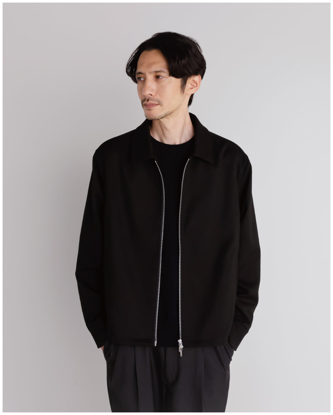 14G Cashmere Mix Crewneck Knit -black-